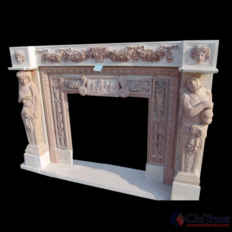 Stone carving fireplace